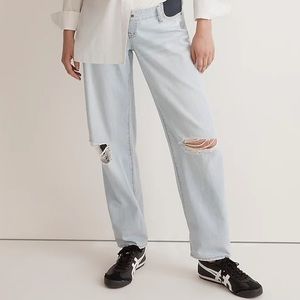 The Maternity Side-Panel Slouchy Boyjean in Wrightlane Wash: Ripped Edition